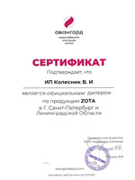 Сертификат Авангард - ИП Колесник дилер